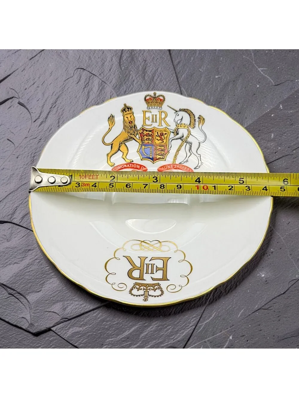 Vtg Crown Staffordshire Queen Elizabeth II Coronation 1953 Cup Saucer Bone China